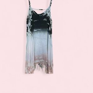 Tie-Dye Ombre Fringe Slip Dress